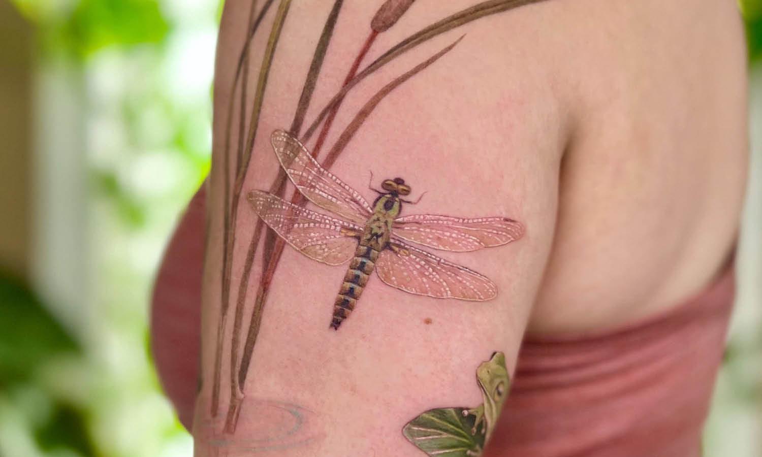 Dragonfly Behind the Ear Tattoo Ideas