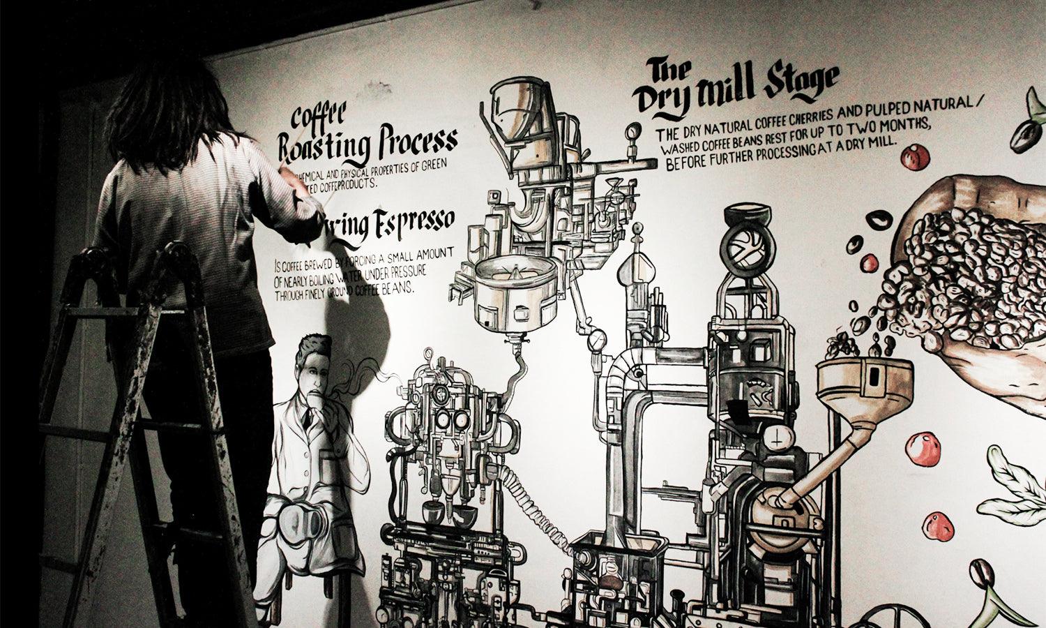 30 Exceptional Mural Art Ideas for Coffee Shop - Kreafolk