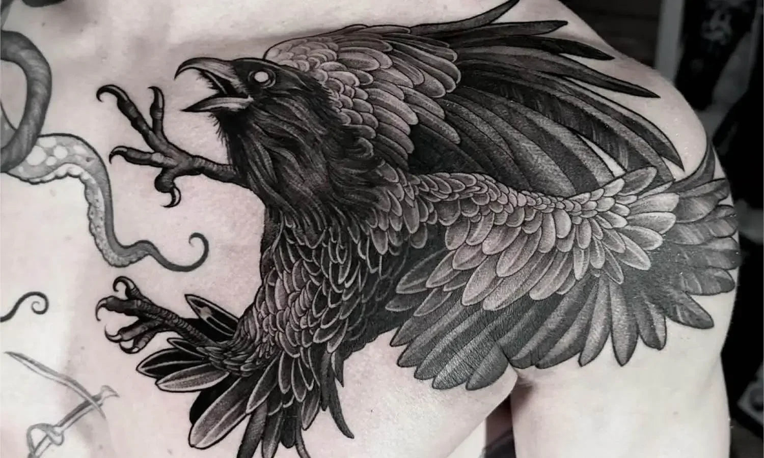 Black and White Crow Tattoo Ideas