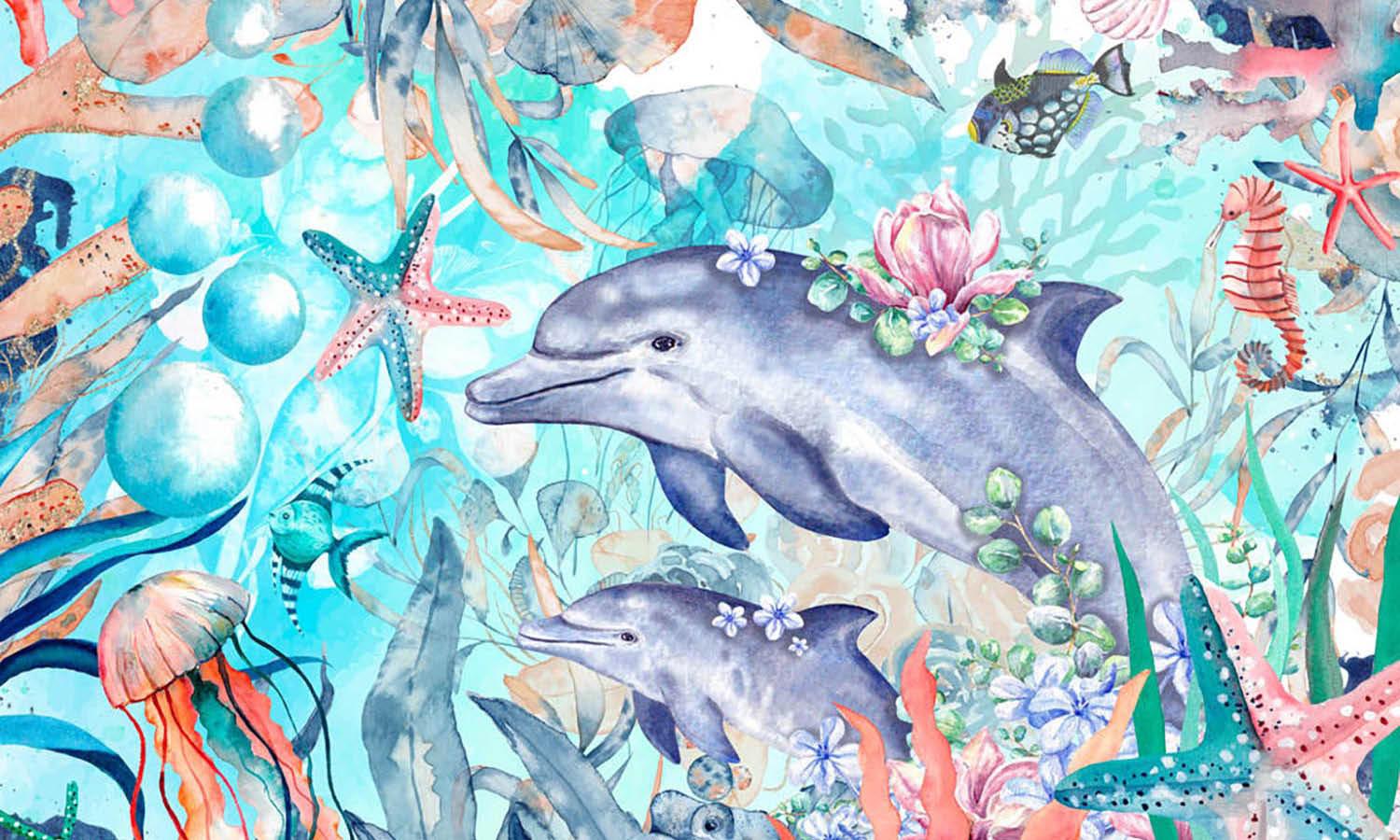 22. Mixed Media outlet Dolphin canvas