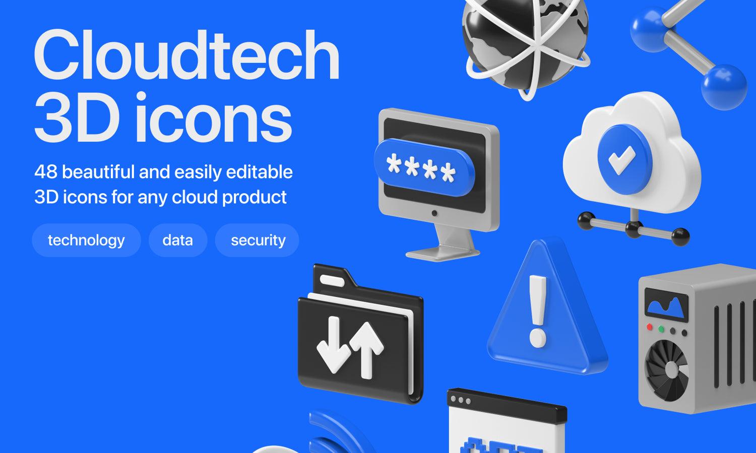 Cloud Tech 3D - Free Icons - Kreafolk