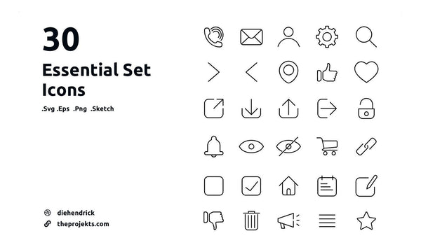Essential Icon Set - Free Icons - Kreafolk