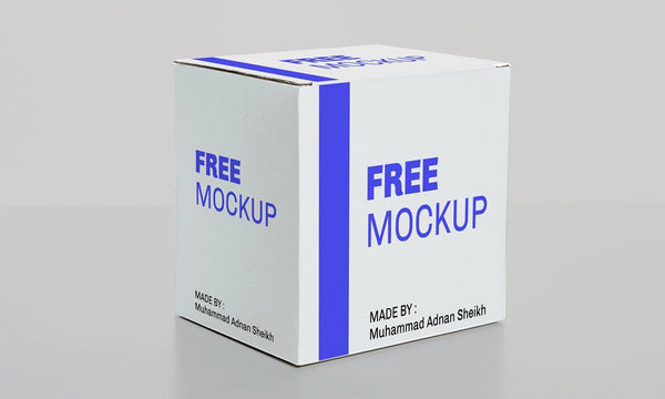 White Shipping Box - Free Mockup - Kreafolk